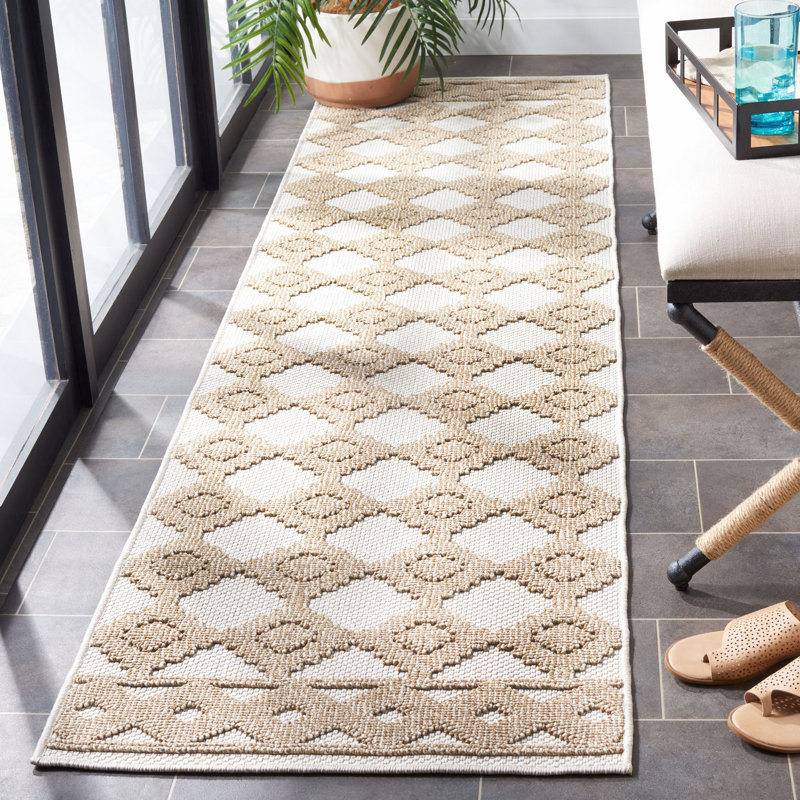 Tapis d'intérieur / extérieur géométrique Kimm Performance, Tapis de couloir 2 pi 2 po x 8 pi