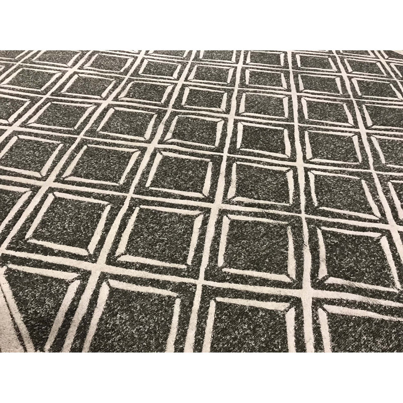 Tapis gris foncé noué à la main de haute qualité