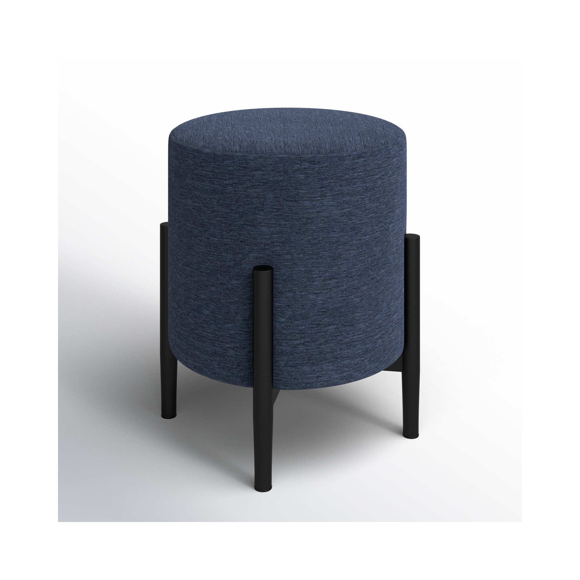 Talita Round Upholstered Outdoor Ottoman, Indigo