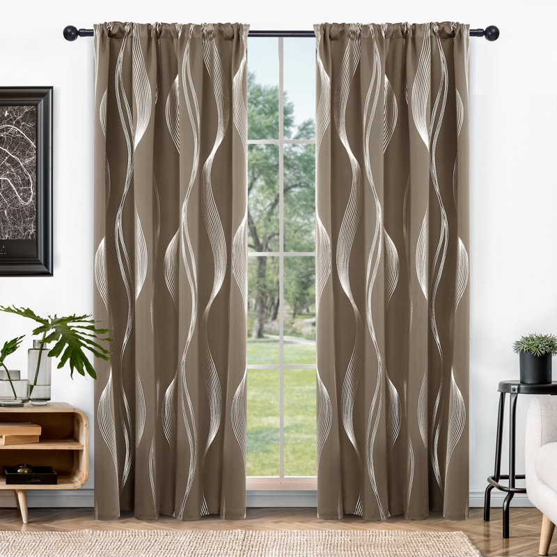 Paire de rideaux avec passe-tringle Cirila, L 52 po x L 84 po, Brun