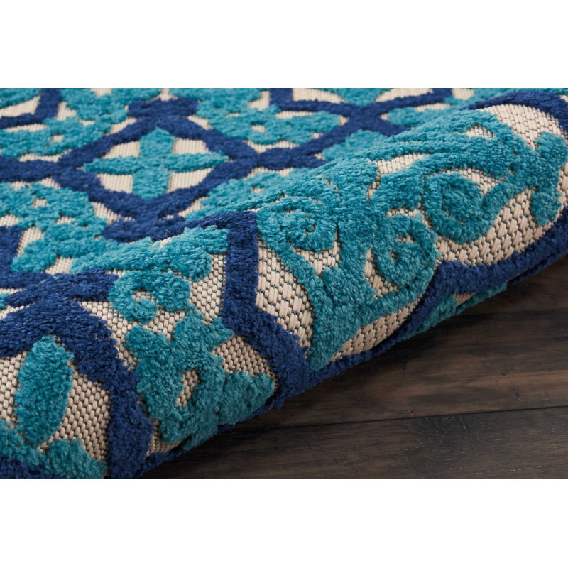 Tapis bleu marine à motif géométrique Miraloma, Rectangle 9 pi 6 po x 13 pi