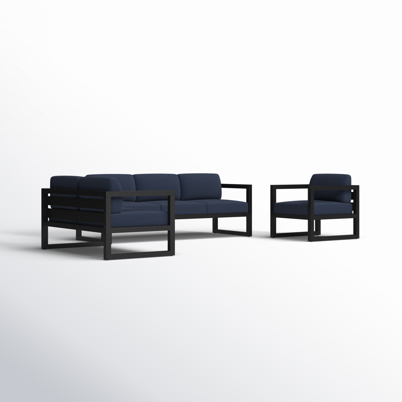 Smith 84" Sunbrella® Patio Sectional Set, Spectrum Indigo, Black