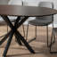 Table de salle à manger extensible moderne (minimaliste) de 42 à 58 po (6 places), base en acier au carbone, placage de bois massif