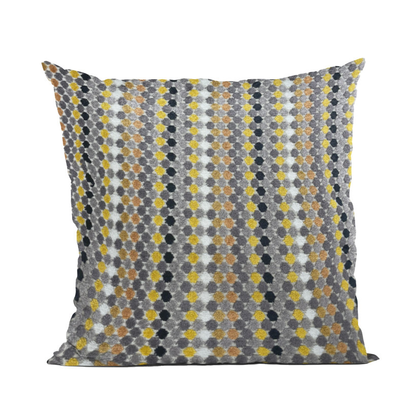 Coussin Plutus Grand Manor, H 20 po x l 20 po, Noir / gris / rayures dorées, Carrée