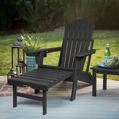 Azur Plastic Folding and Adjustable Adirondack Chair with Ottoman
