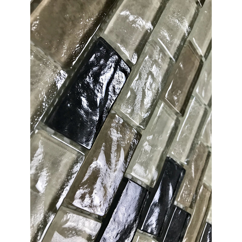 Carreau de mosaïque pour mur et piscine en verre texturé à bords droits de 1 po x 2 po Geo
