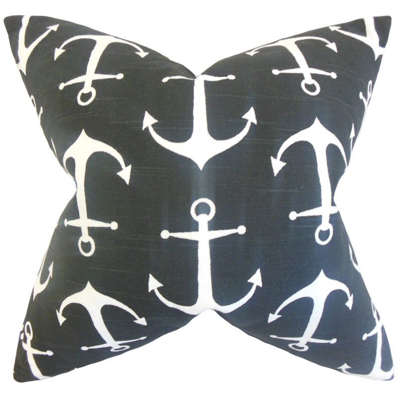 Coussin Enye, Bleu marine, Plumes / duvet, H 26 po x l 26 po x P 6 po