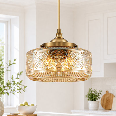 Luminaire suspendu tambour moderne à 3 lumières, îlot de cuisine avec abat-jour en verre gravé, lustre suspendu à hauteur réglable pour salle à manger, couloir, base E12