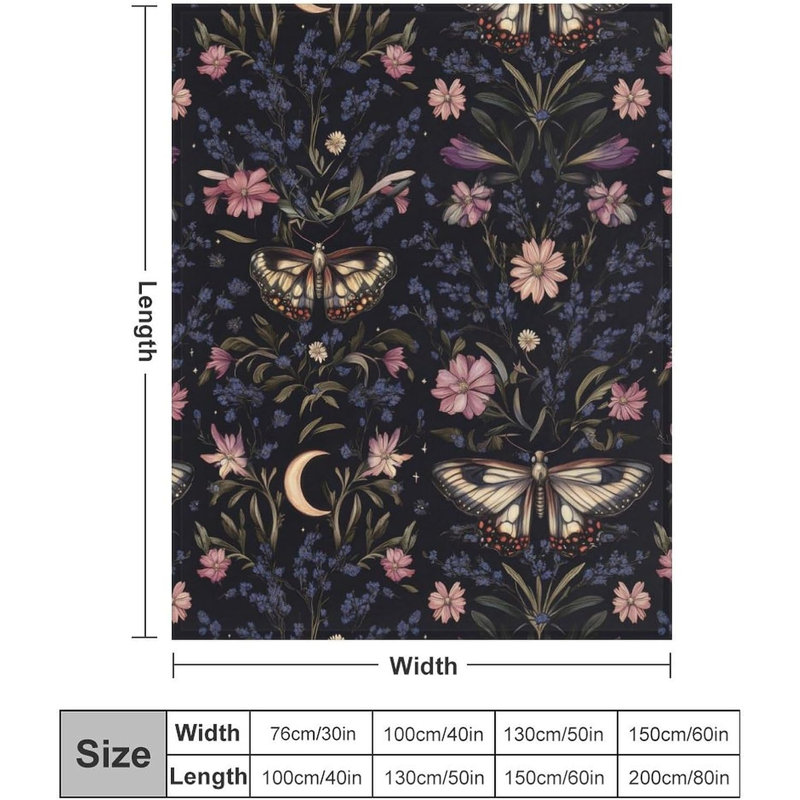Couverture papillon Lune Fleur, 76 x 102 cm, 7.87" L x 9.84" W