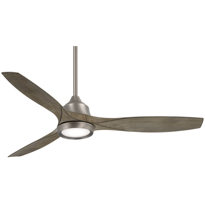 60" Sky Hawk 3 -Blade LED Standard Ceiling Fan with Remote Control and Light Kit Included, Burnished Nickel