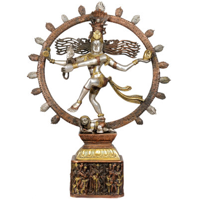 Triple teinte Nataraja (piédestal décoré de personnages dansants de Shiva Parvati)