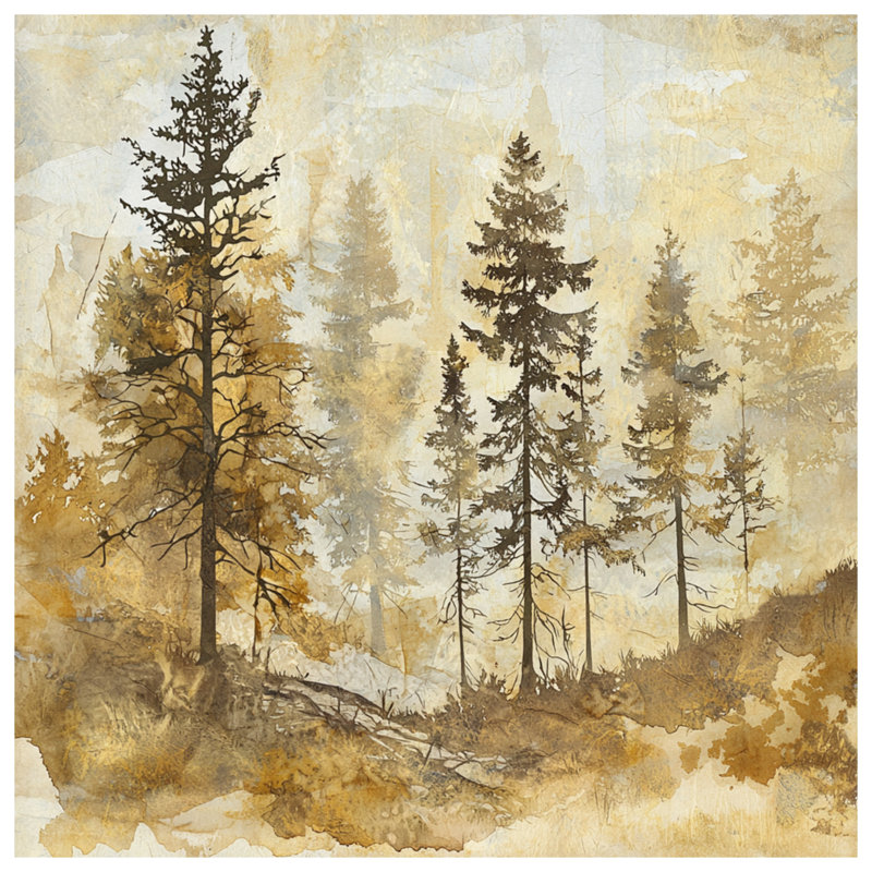Misty Forest Landscape Wall Tapestry - Trees Wall Decor, 68in H x80in W with 4 Grommets