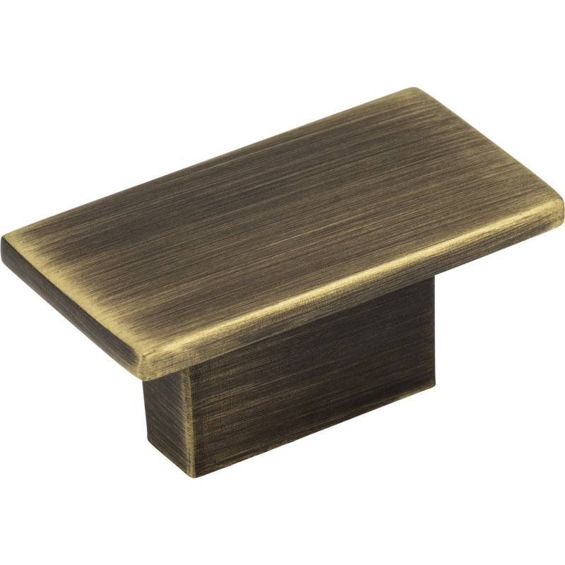 Mirada Rectangular Knob, Antique Brushed Satin Brass