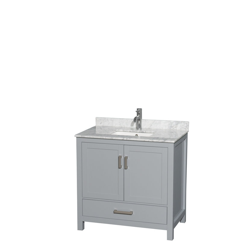 Sheffield 36" Single Bathroom Vanity Set with Mirror, Gray