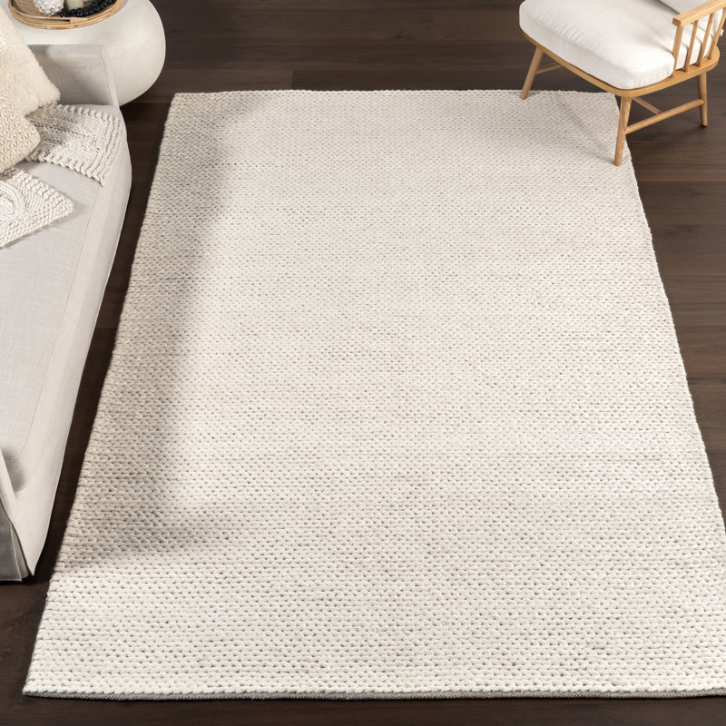 Tapis ivoire tressé à la main Dunanney, Rectangle 6 pi x 9 pi