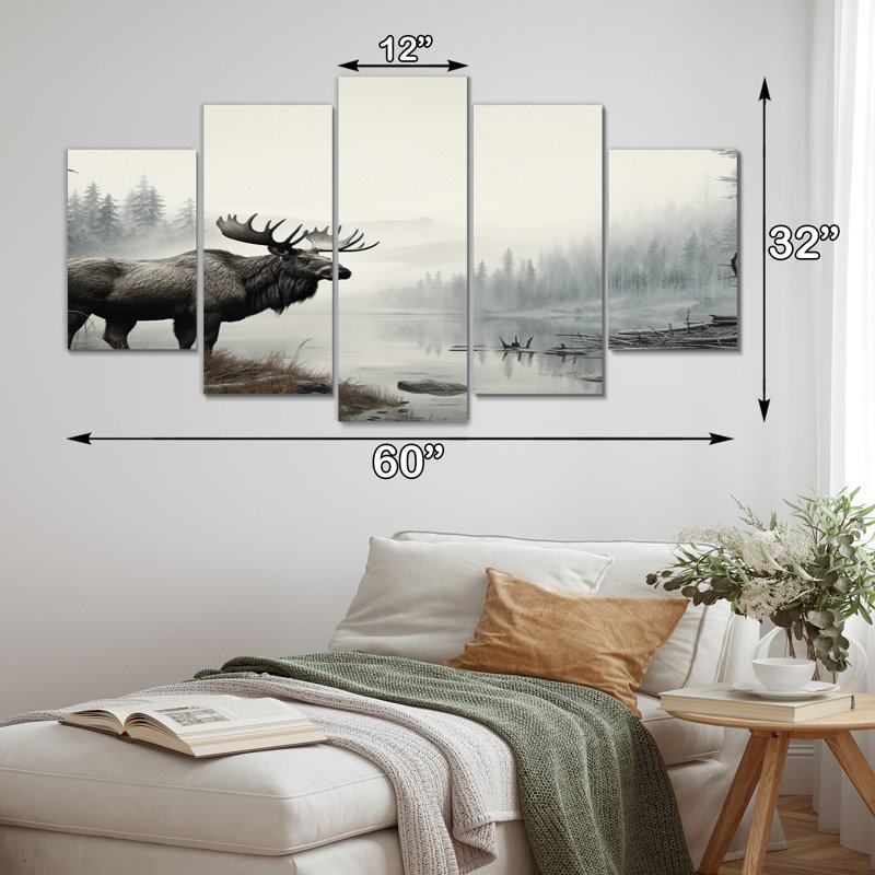 Grey Moose Tranquil Tones - Animals Wall Decor - 5 Panels