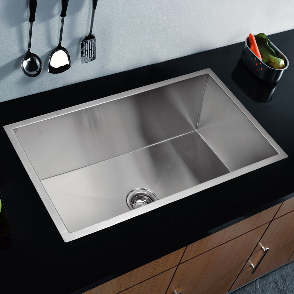 33 inch Flush Mount Medium Single Bowl Stainless Steel Kitchen Sink