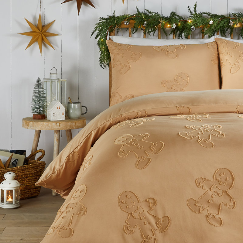 Gingerbread Polyester No Pattern Duvet Cover Set with Pillowcases Included, Kingsize Duvet Cover Set + 2 King Pillowcases