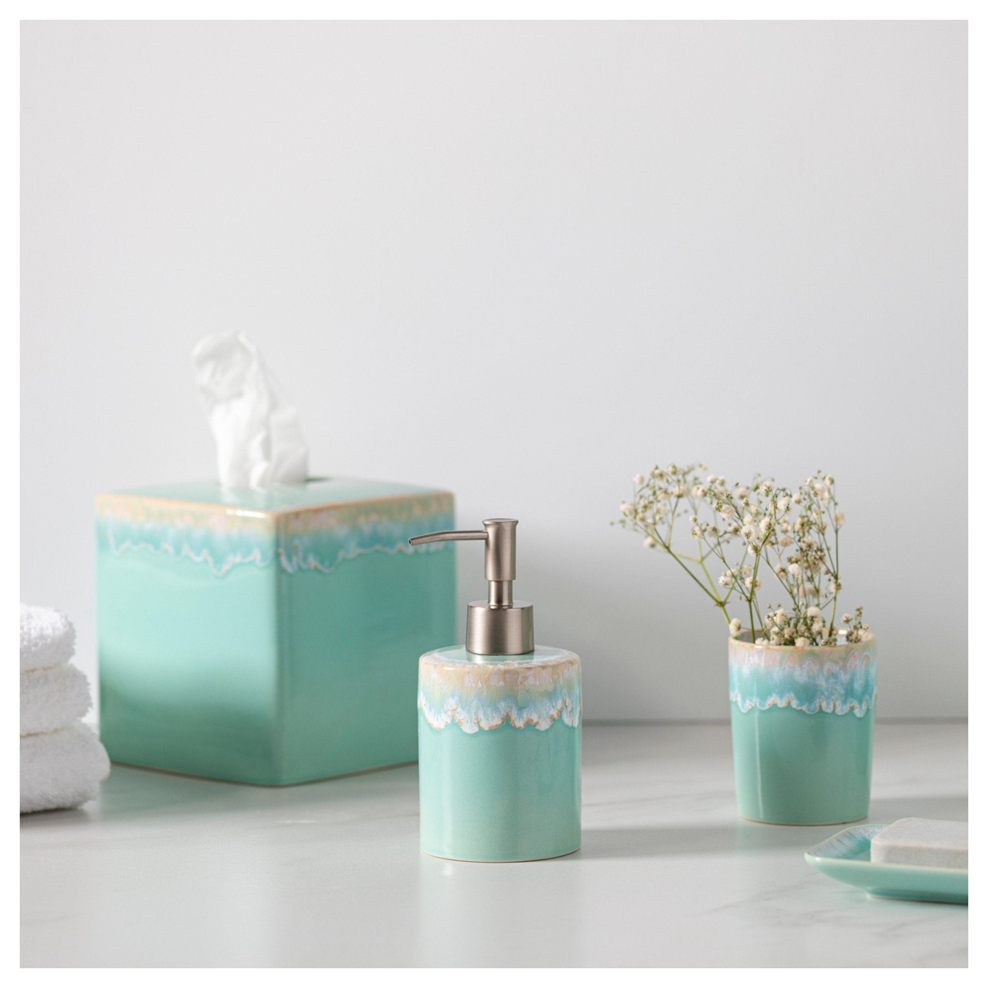 Taormina Bathroom Accessory Set, Aqua