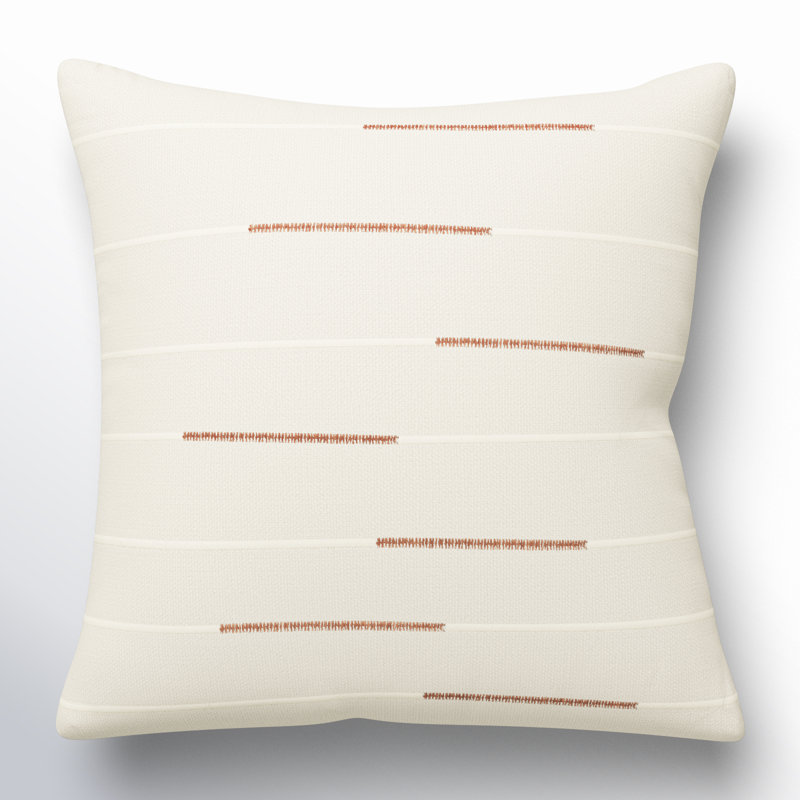Housse et insert de coussin carré 100% coton Oda, Ivoire / brun