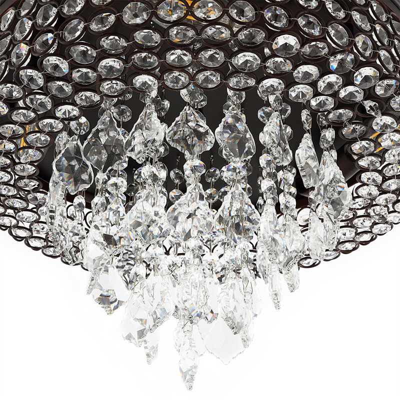Leverette 15.2" 4-Light Crystal Flush Mount Chandelier, Bronze