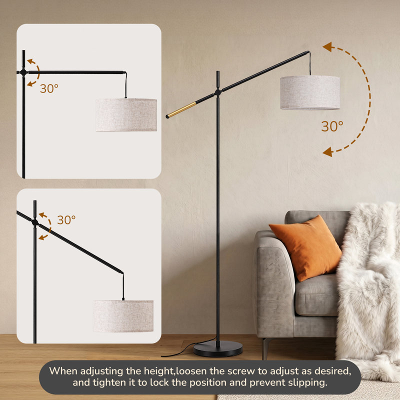 67" Black Swing Arm Floor Lamp