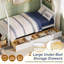 Cadre de lit simple pour enfants, lit Montessori avec 2 tiroirs de rangement, lit simple en bois avec tête de lit, aucun sommier requis, assemblage facile, blanc-129414433