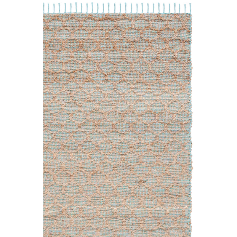 Kamali Geometric Handmade Handwoven Area Rug in Light Blue/Natural, Rectangle 4' x 6'