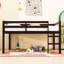 Lit mezzanine double en bois avec échelle