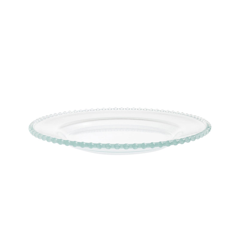 Set of 4 Clear Glass Beaded Edge 13" Charger Plates