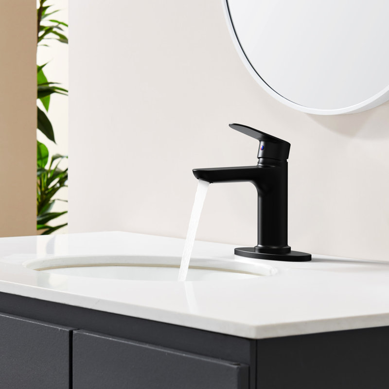 Modern Matte Black Bathroom Faucet - 1 Handle, Deck Mount, Scratch , Corrosion , Aerator Utility Enhancement Increase