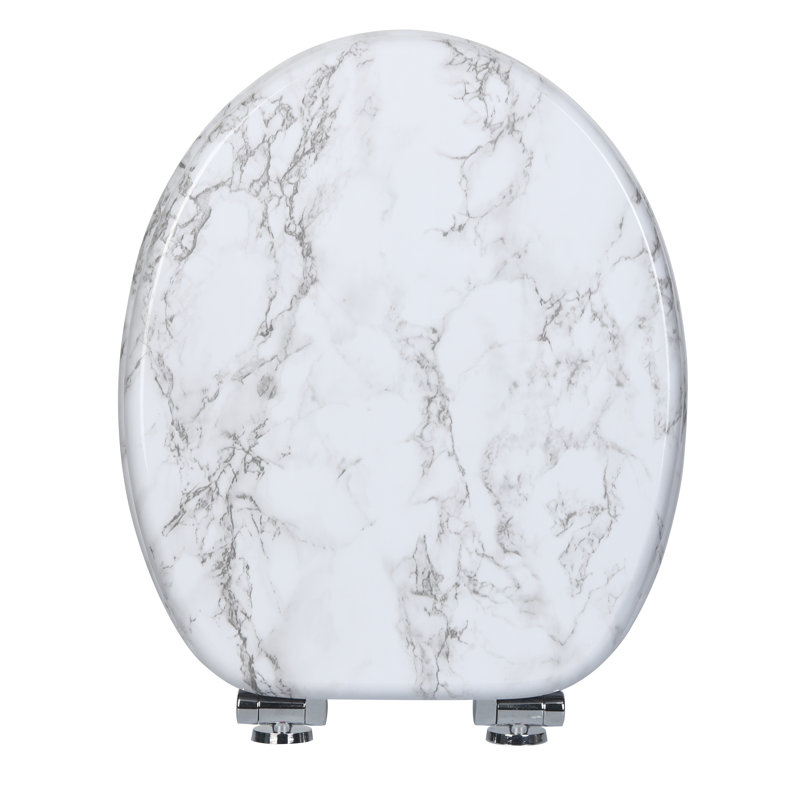 East Urban Home Premium Toilet Seat Toilet Seat With Soft Close, MDF Wood Core, Softclose Hinge, Antibacterial, Design Decor