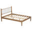 Bohemian - Inspired Queen Size Bed With Woven Leather Back, Natural Wood, Finish And Pine Frame, Weight Balanced Slats