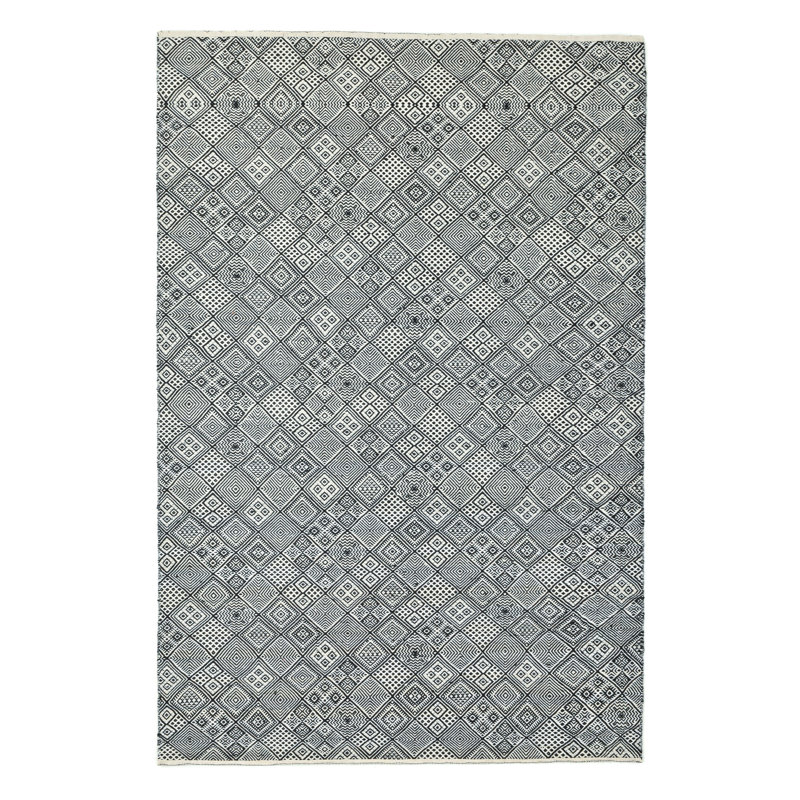 Rectangular Geometric Wool Hand Woven Area Rug, Rectangle 70 x 140cm
