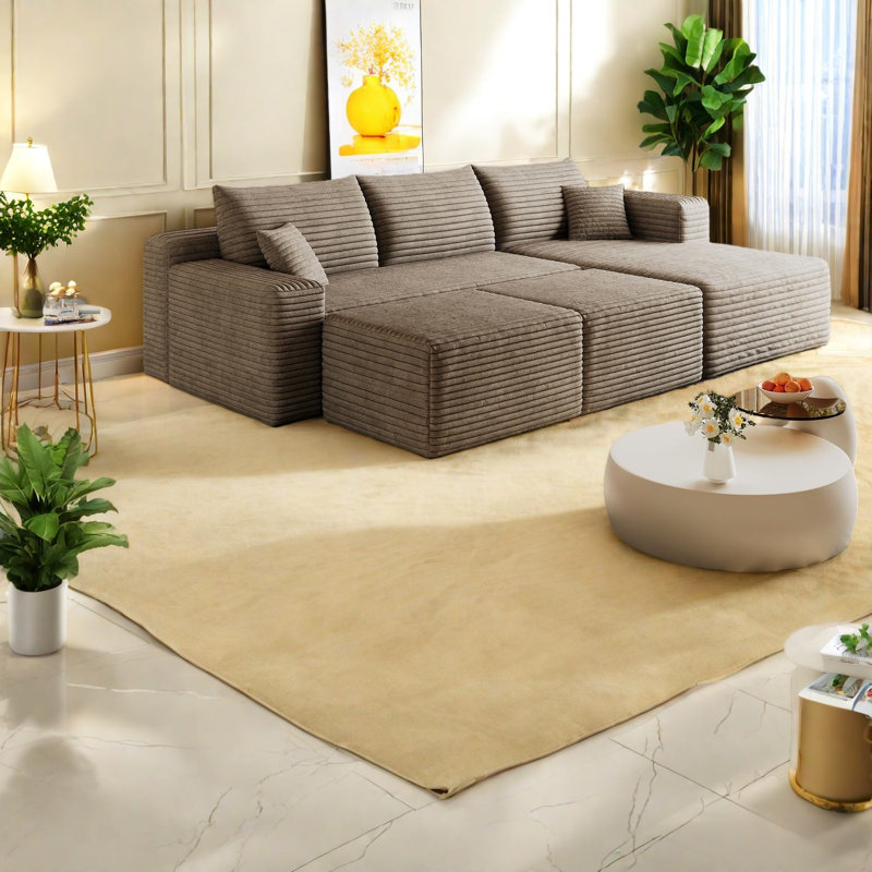 Canapé modulaire en velours côtelé 95 pouces