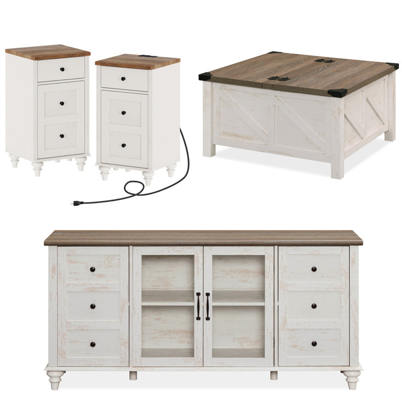 Allyssa 4 Piece Farmhouse Coffee Table Set