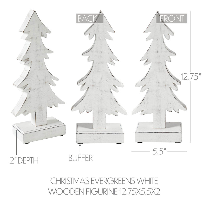 Figurine de Noël en bois blanc, H 12,75 po x l 5,5 po x P 2 po