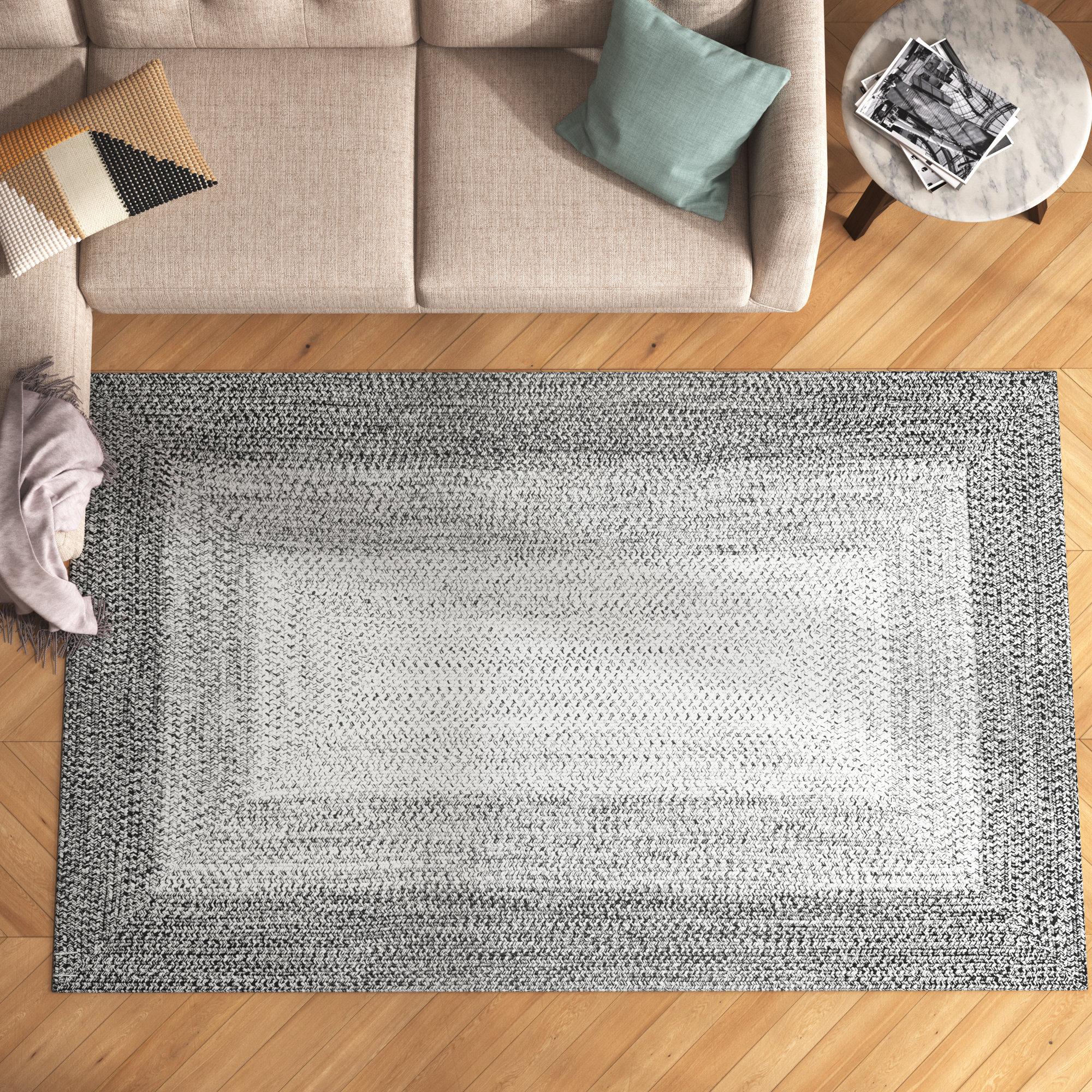 Mercury Row® Michaela Geometric Braided Light Gray Indoor / Outdoor ...