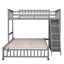 Lit superposé gris en bois gris avec six tiroirs, une structure de tablette et un ensemble de rangement double au-dessus d'un tiroir-788281588