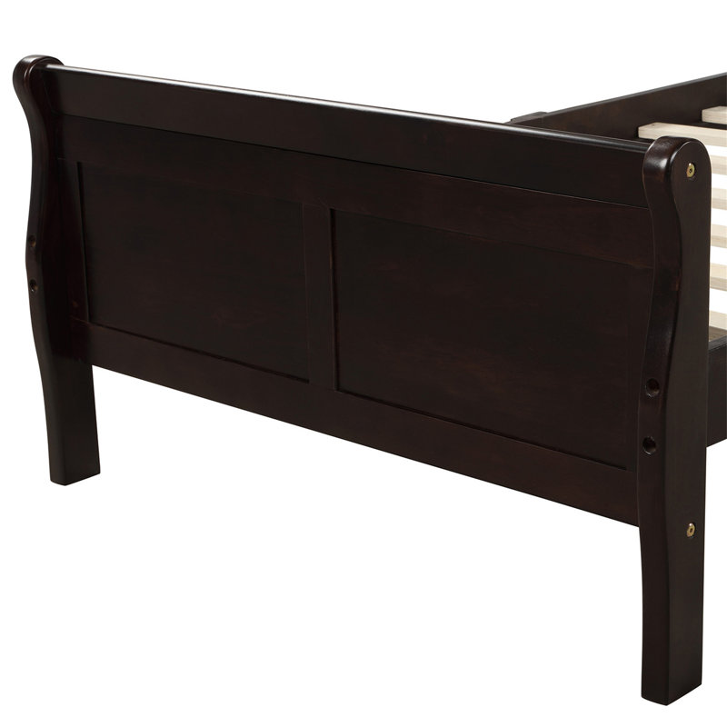 Structure de lit simple en bois massif avec tête de lit, pied de lit et lattes en bois pour plus de durabilité et de style