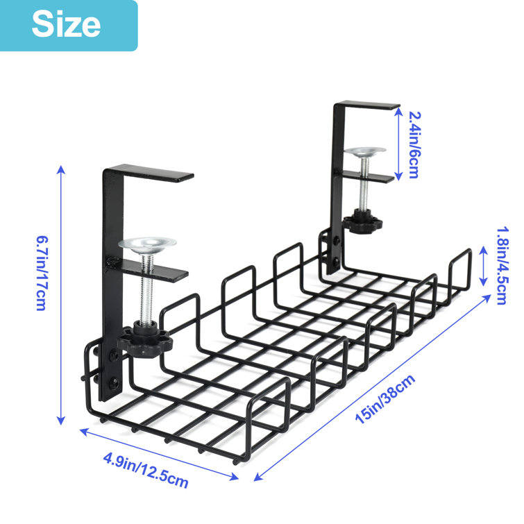 2pcs Storage Rack Cable Management Under Desk Wire Organizer Cable