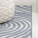 Amorra High-Low Abstract Groovy Striped Dark Blue/Cream Indoor/Outdoor Rug