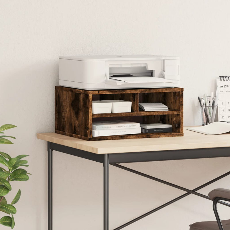 22.5cm H Printer Stand, 22.5cm H x 49cm W x 40cm D, Smoked Oak