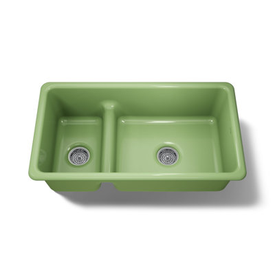 Iron Tones 33" L x 18.75" W Large/Medium Double-Bowl Kitchen Sink