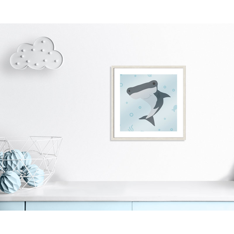 Happy Hammerhead Paper Print, 22.5" H x 22.5" W x 1.18" D, White Box Framed
