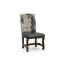 Ensemble de deux chaises d'appoint de salle à manger revêtues de chenille et de cuir noir et gris foncé-1202106055