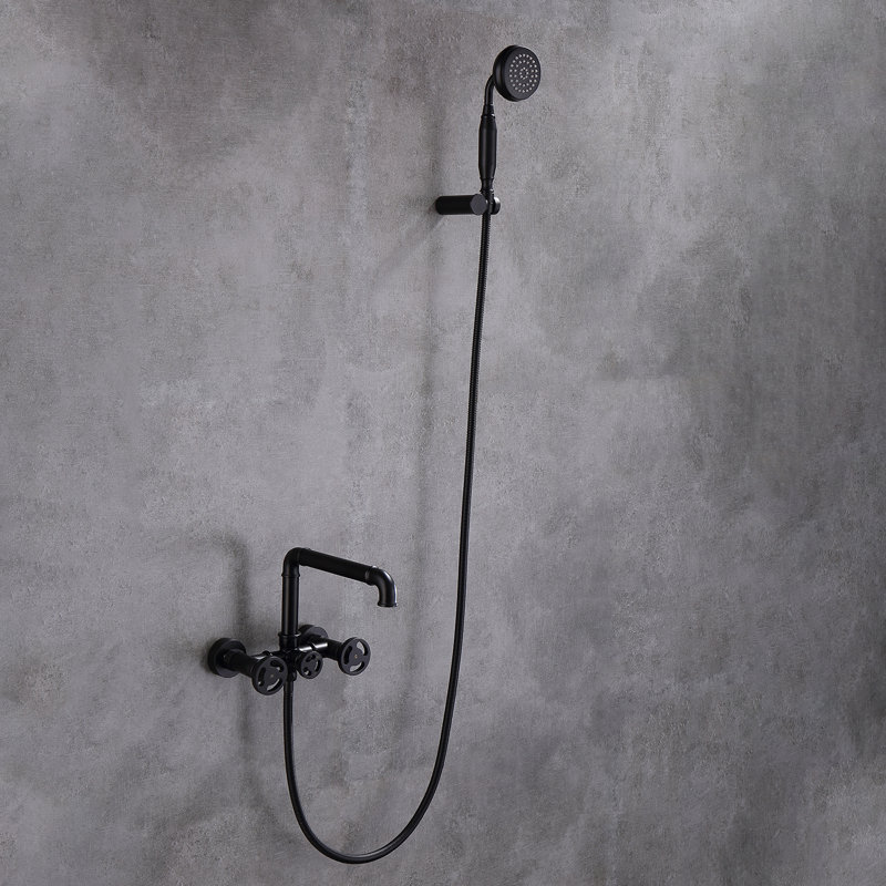 Robinet de baignoire mural à 3 poignées avec douche à main