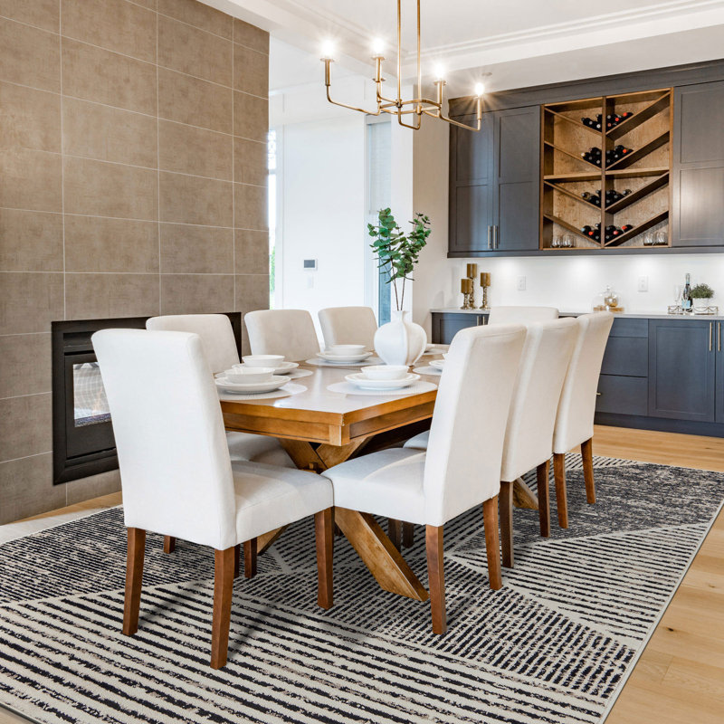 Tapis contemporain délavé à motif géométrique, Rectangle 7 pi 10 po x 10 pi