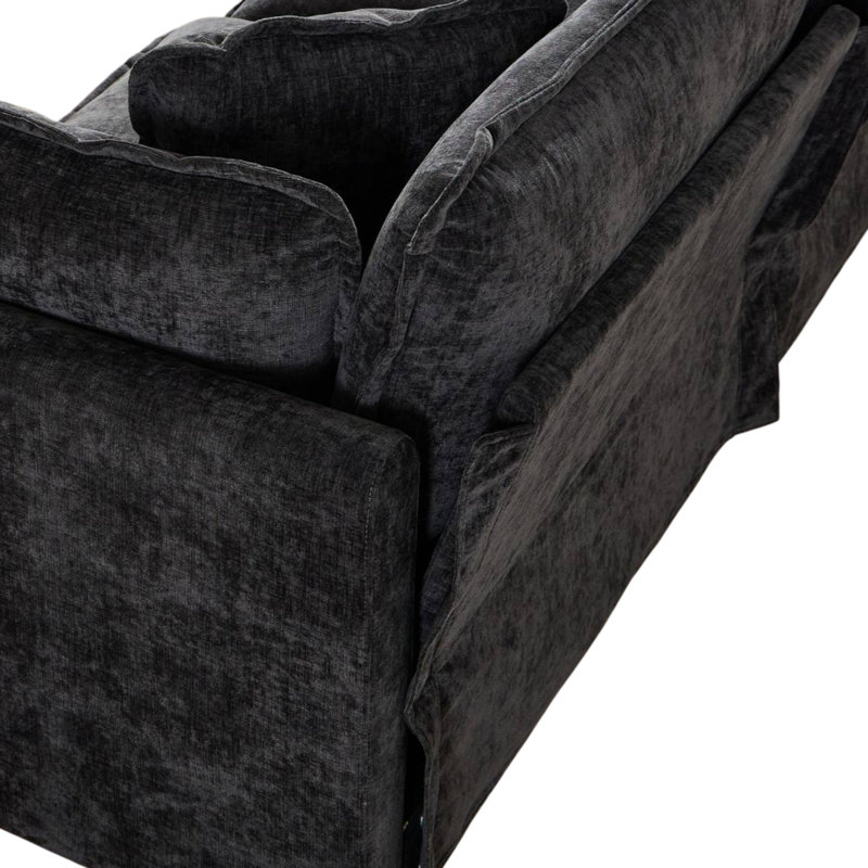 Canapé rembourré en chenille l 113,8 po Geneveve avec repose-pieds, 5 coussins et coussins en mousse compressée