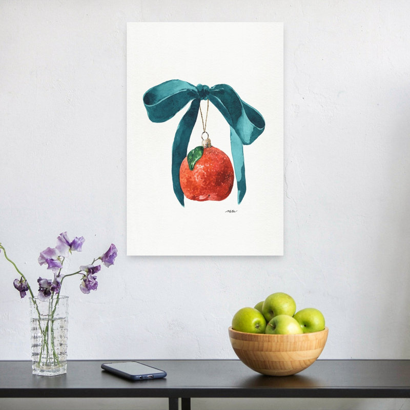 Festive Tangerine Ornament Classic Elegant Contemporary Fruit Winter Wall Art Print 1 Piece Wrapped Canvas Wall Art